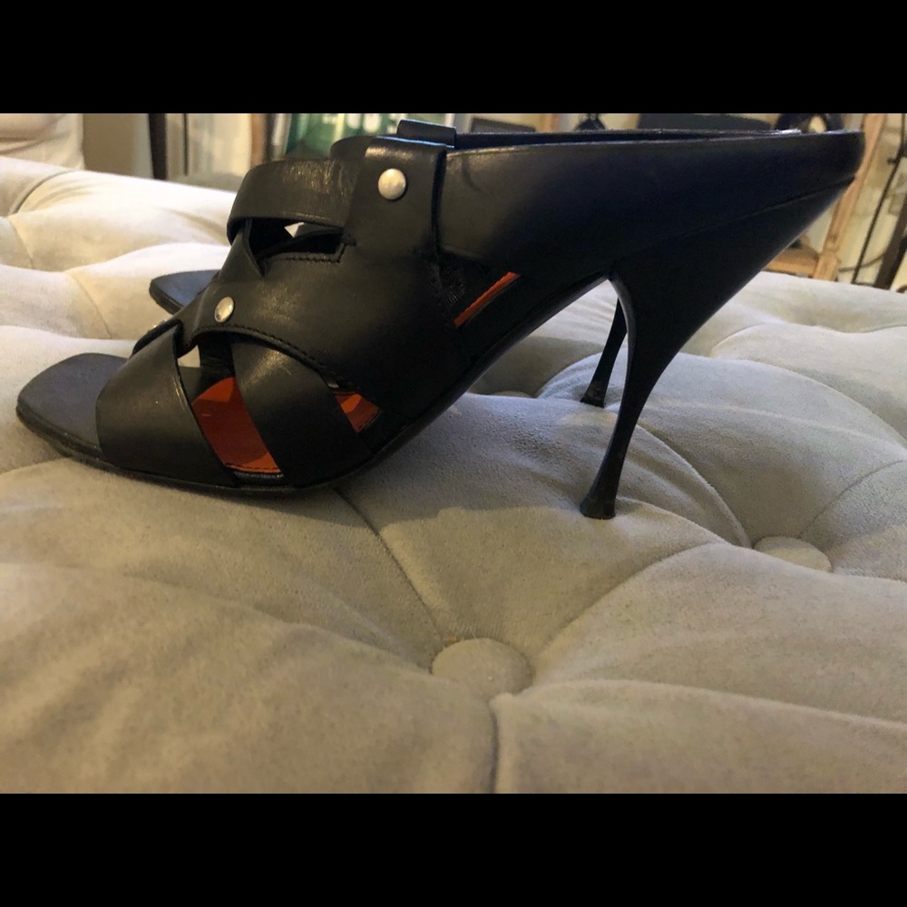 Prada Sandals size 8 /39 Black Leather Heel - Picture 8 of 10